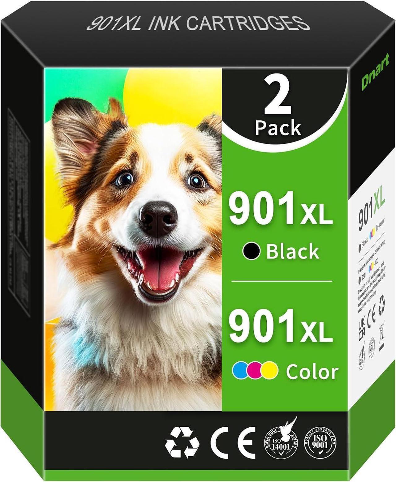 Main image of 901XL Ink Cartridge Replacement for HP 901 Ink Cartridges Black/Color Combo Pack for Ink 901XL use for HP OfficeJet 4500, J4524, J4540, J4550, J4580, J4624, J4680 Printer 901XL (2 Pack)
