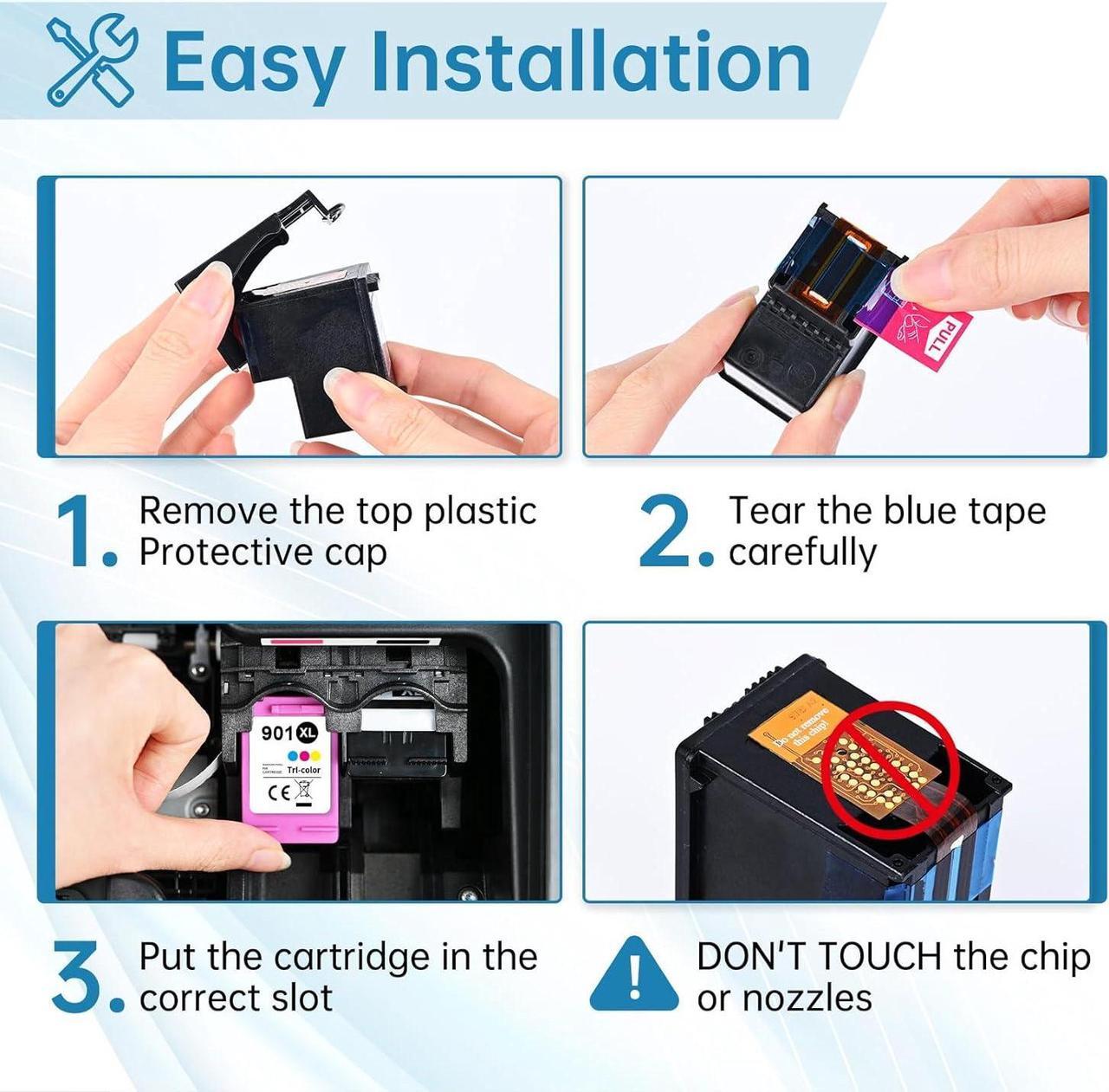 Alt view image 6 of 7 - 901XL Ink Cartridge Replacement for HP 901 Ink Cartridges Black/Color Combo Pack for Ink 901XL use for HP OfficeJet 4500, J4524, J4540, J4550, J4580, J4624, J4680 Printer 901XL (2 Pack)