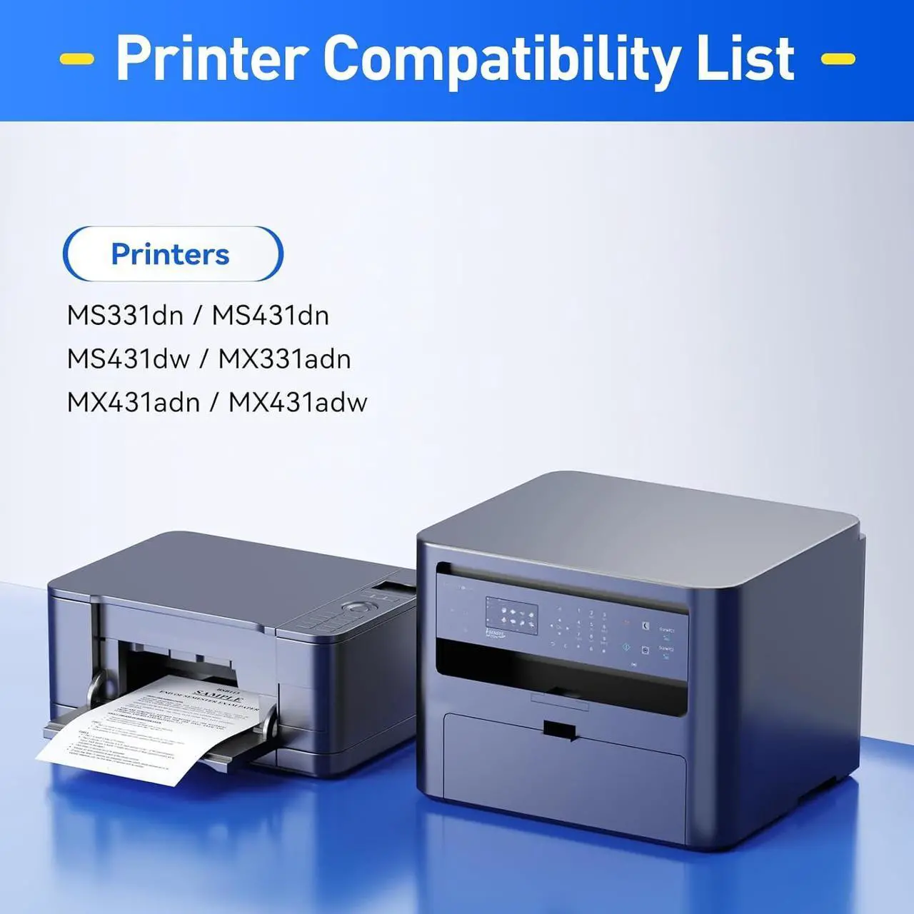 Alt view image 2 of 6 - 55B1H00 Toner Cartridge Black High Yield with Chip 15,000 Page-Yield Replacement for Lexmark MS331dn MS431dn MS431dw MX331adn MX431adw MX431adn MX432adwe MS331 MS431 MX331 MX431 Laser Printer 55b1000