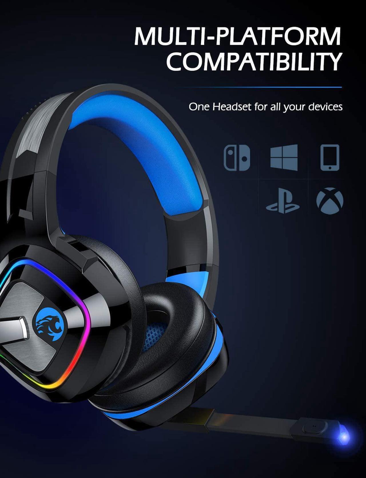 Alt view image 6 of 7 - Gaming Headset PS4 Headset, Xbox One Headset with Noise Canceling Mic and Rgb Light, PC Headset with Stereo Surround Sound, Over-Ear Headphones for PC, PS4, Xbox One, Laptop