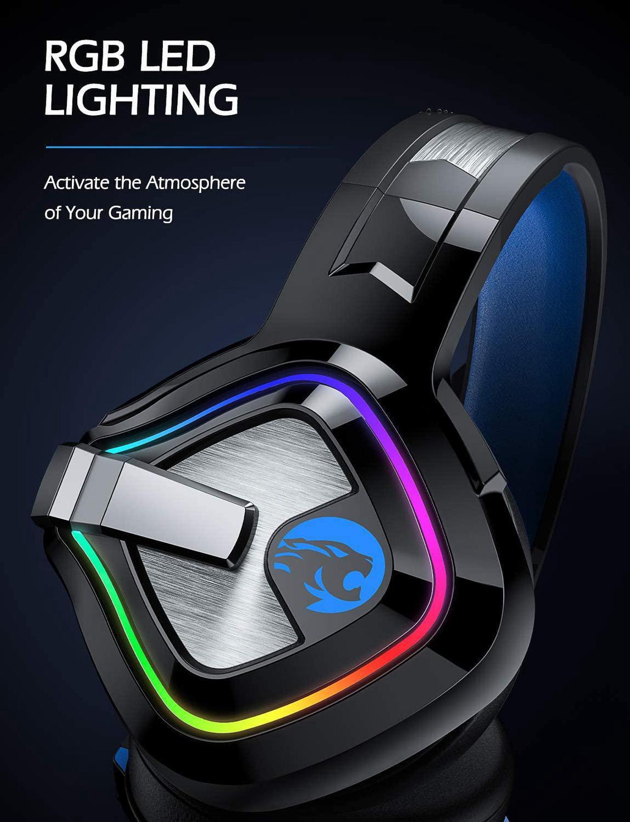 Alt view image 5 of 7 - Gaming Headset PS4 Headset, Xbox One Headset with Noise Canceling Mic and Rgb Light, PC Headset with Stereo Surround Sound, Over-Ear Headphones for PC, PS4, Xbox One, Laptop