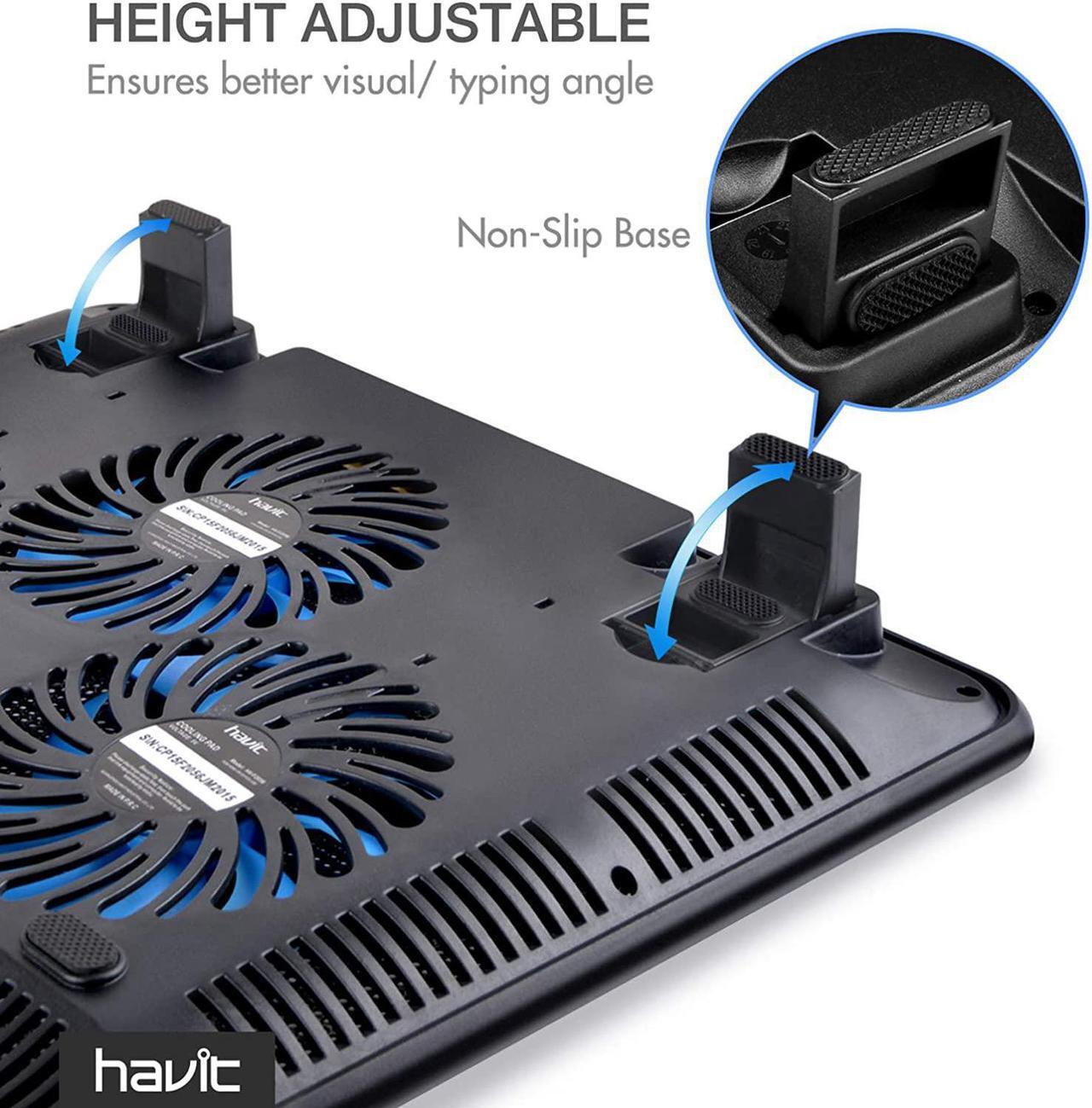 Alt view image 7 of 7 - Havit HV-F2056 15.6-17 Inch Laptop Cooler Cooling Pad - Slim Portable USB Powered (3 Fans) (Blue)