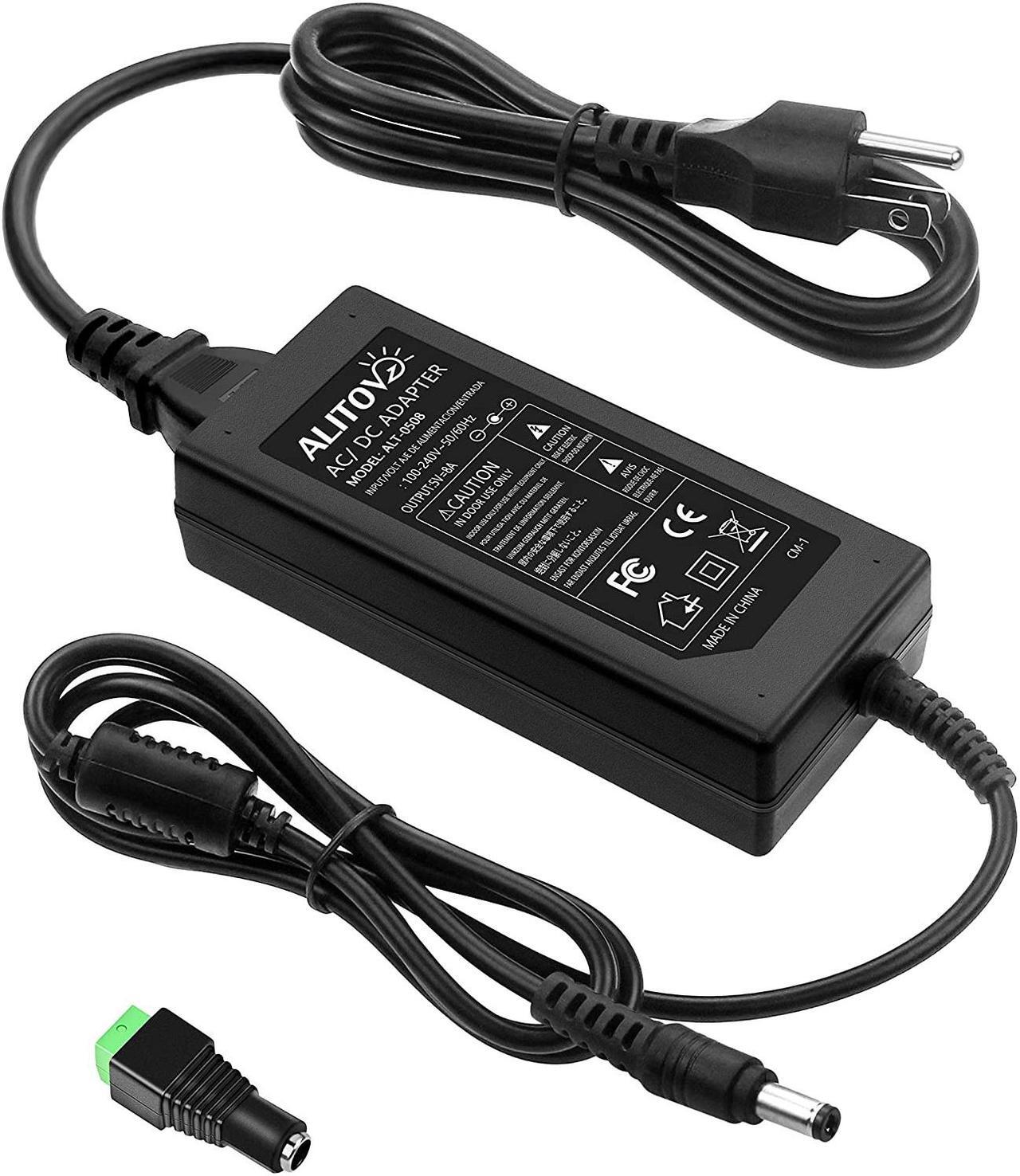 Main image of ALITOVE 5V 8A 40W AC to DC Adapter Power Supply Converter Transformer 5.5x2.1mm Plug AC 100V~240V Input for WS2812B WS2811 SK6812 LED Pixel Strip Light CCTV Camera Security System