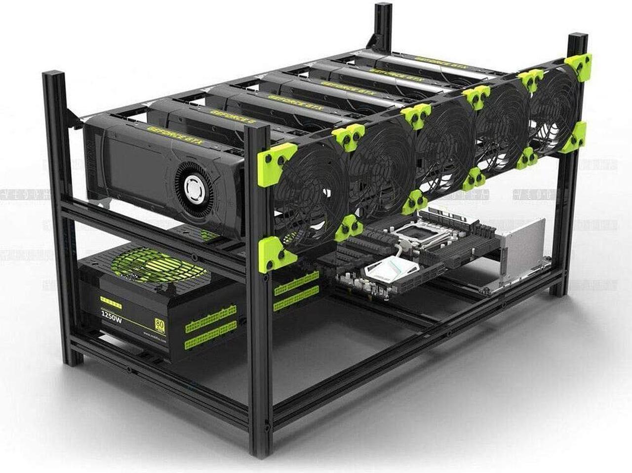 Alt view image 2 of 3 - Mining Rig Frame, 6 GPU Stackable Open Air Mining Case Computer Frame Rig Ethereum Veddha