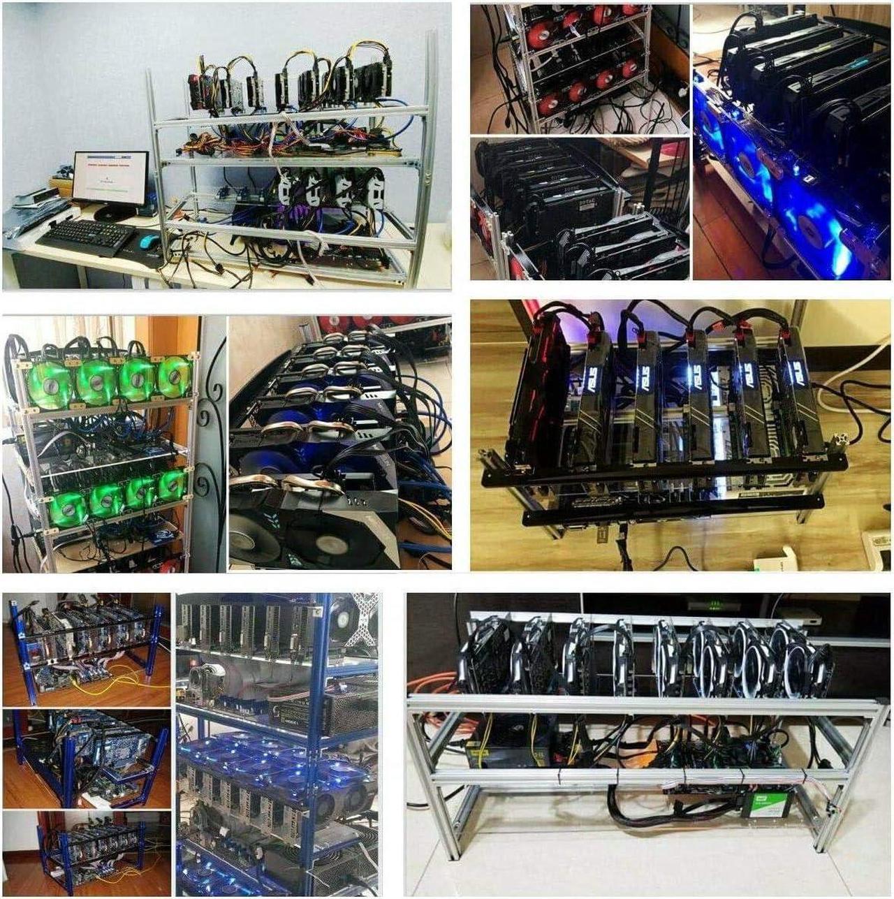 Alt view image 6 of 7 - HLL Bitcon Miner 19 GPU Frame Aluminum Mining Rig Open Air Case Stackable for Ethereum Mining Rig ETH BTC XMR Chassis Server Rack with 18 Fans, Black