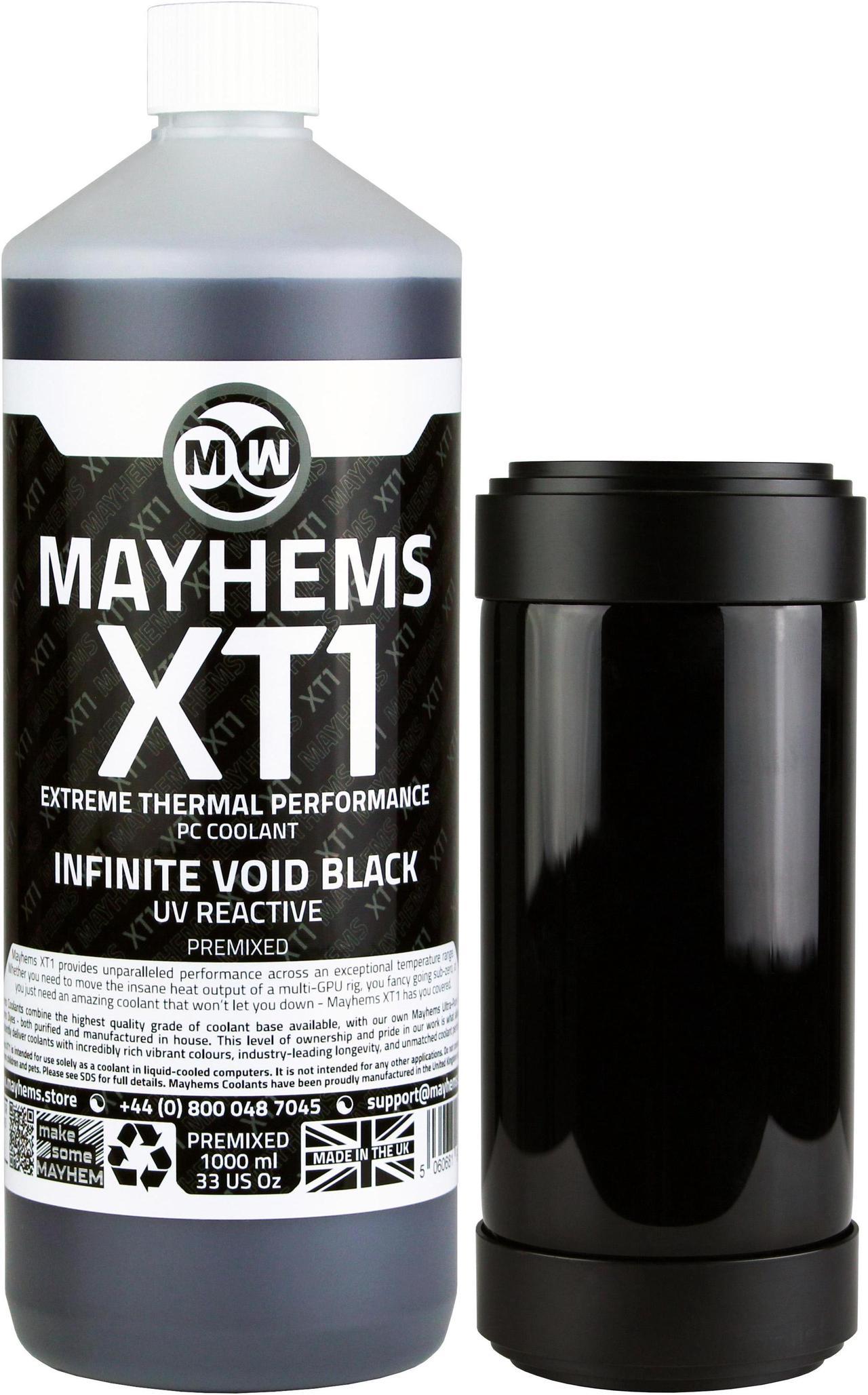 Mayhems - PC Coolant - XT1 Premix - Thermal Performance Series - UV Fluorescent | 1 Liter - Infinite Void Black (MXTP1LBK)