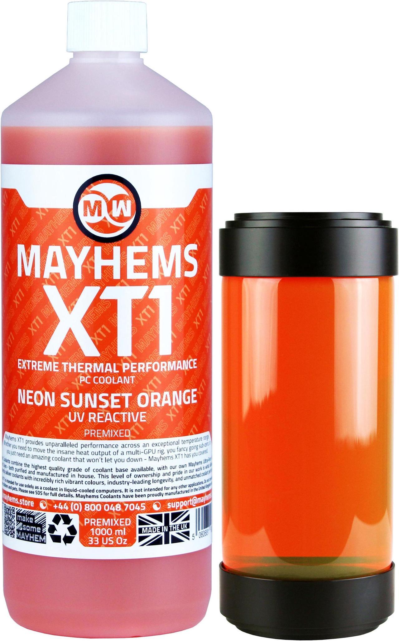 Mayhems - PC Coolant - XT1 Premix - Thermal Performance Series - UV Fluorescent | 1 Liter - Neon Sunset Orange (MXTP1LOR)