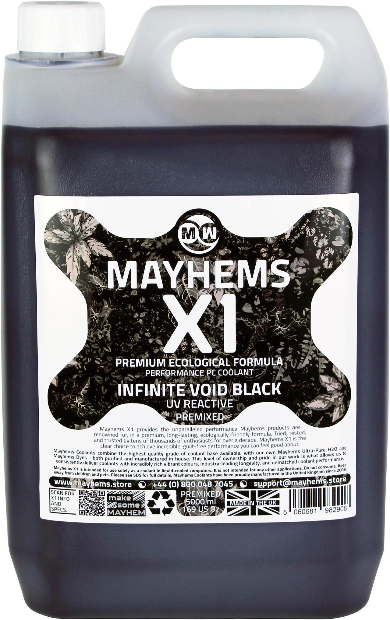 Mayhems - PC Coolant - X1 Premix - Eco Friendly Series - UV Fluorescent | 5 Liter - Infinite Void Black (MX1P5LBK)