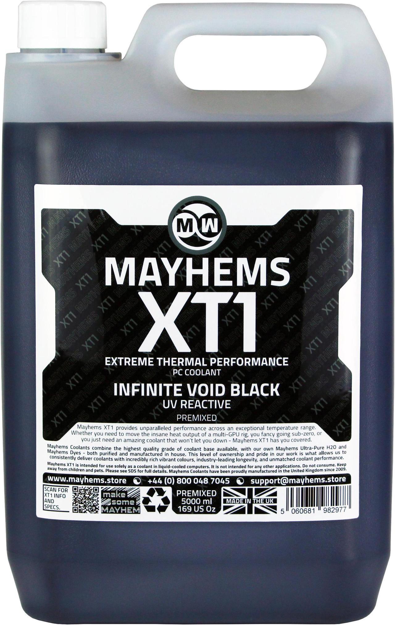 Mayhems - PC Coolant - XT1 Premix - Thermal Performance Series - UV Fluorescent | 5 Liter - Infinite Void Black (MXTP5LBK)