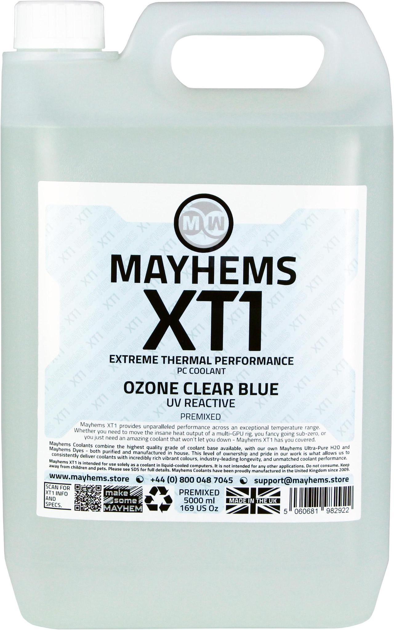 Mayhems - PC Coolant - XT1 Premix - Thermal Performance Series - UV Fluorescent | 5 Liter - Ozone Clear Blue (MXTP5LCB)