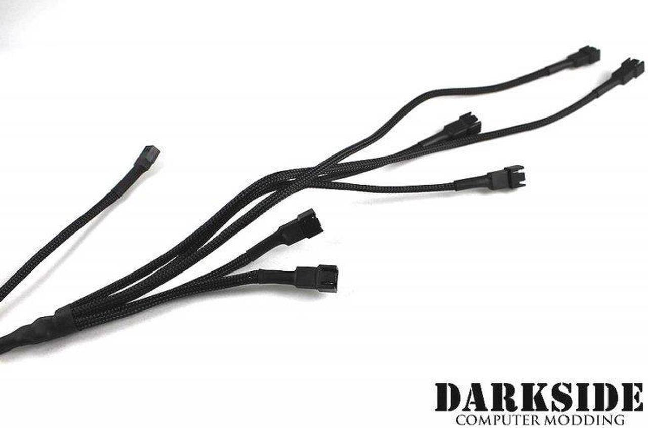 Darkside 3-Pin Triple Push-Pull Radiator Fan Power Y-Cable Splitter (6x Fans) - Jet Black (DS-0100)