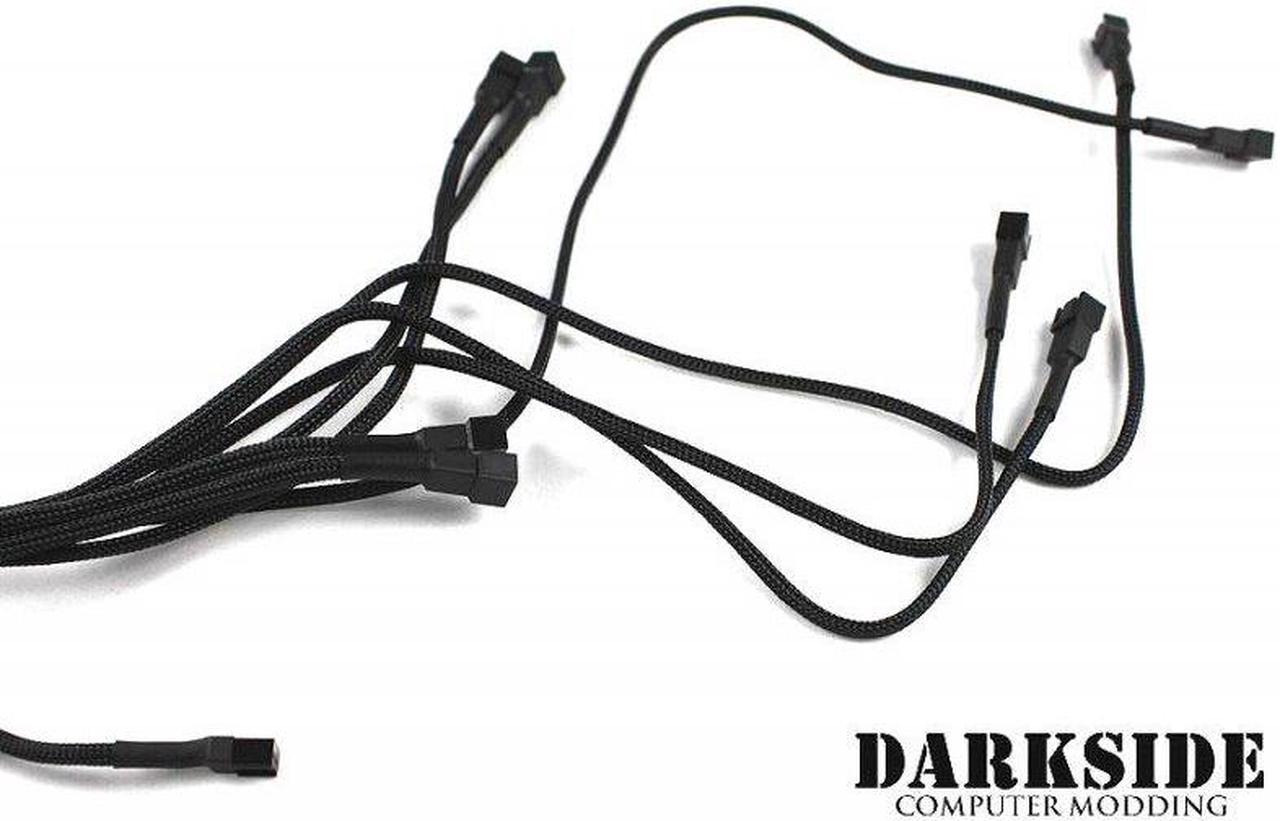 Darkside 3-pin Quad Push-Pull Radiator Fan Power Y-Cable Splitter (8x Fans) - Jet Black (DS-0101)