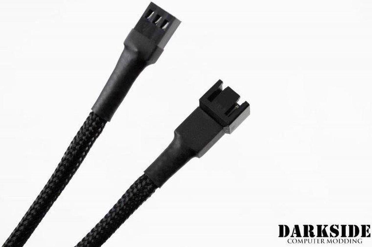 Darkside 3-Pin 50cm (19.5") M/F Fan Sleeved Cable - Jet Black (DS-0518)