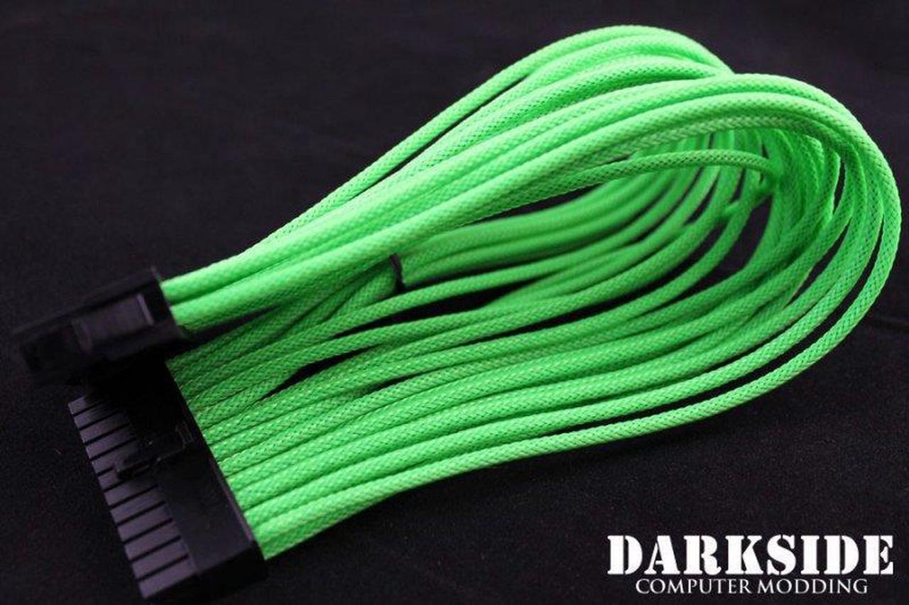 Darkside 24-Pin ATX 12" (30cm) HSL Single Braid Extension Cable - Green UV (DS-0239)