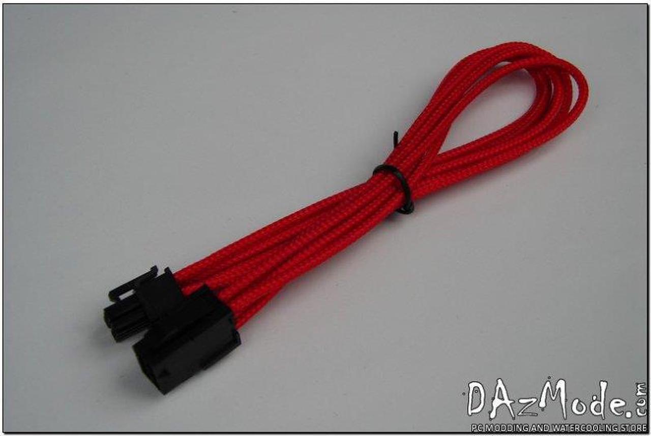 Darkside 6-Pin PCI-E 12" (30cm) HSL Single Braid Extension Cable - Red UV (DS-0183)