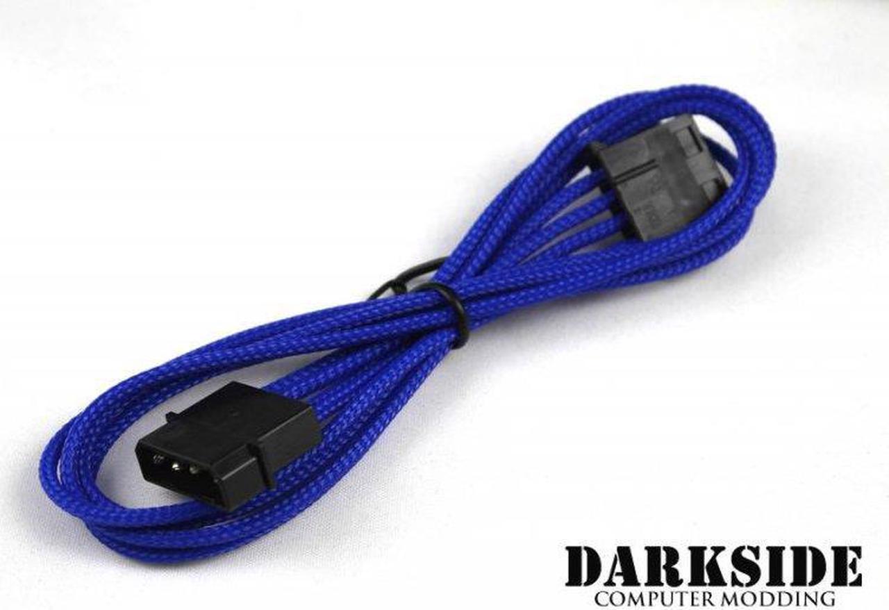 Darkside 4-Pin MOLEX 12" (30cm) HSL Single Braid Extension Cable - Blue UV (DS-0109)