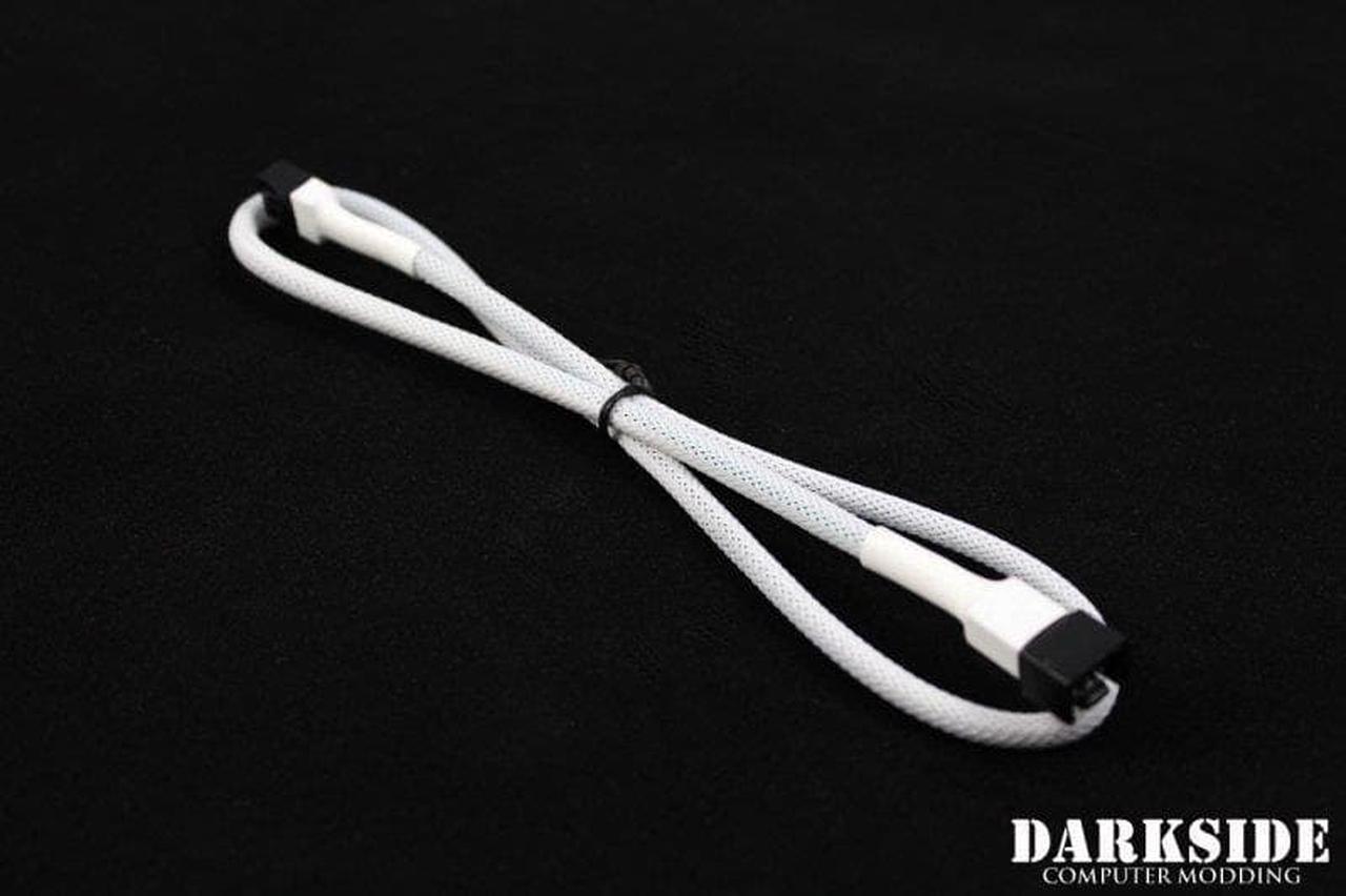 Darkside 3-Pin 50cm (19") M/F Fan Sleeved Cable - White (DS-0251)