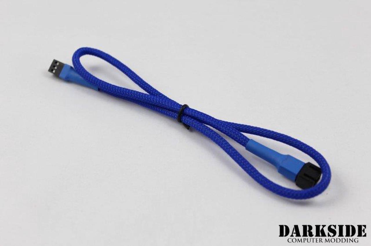 Darkside 3-Pin 40cm (16") M/F Fan Sleeved Cable - Dark Blue UV (DS-0248)