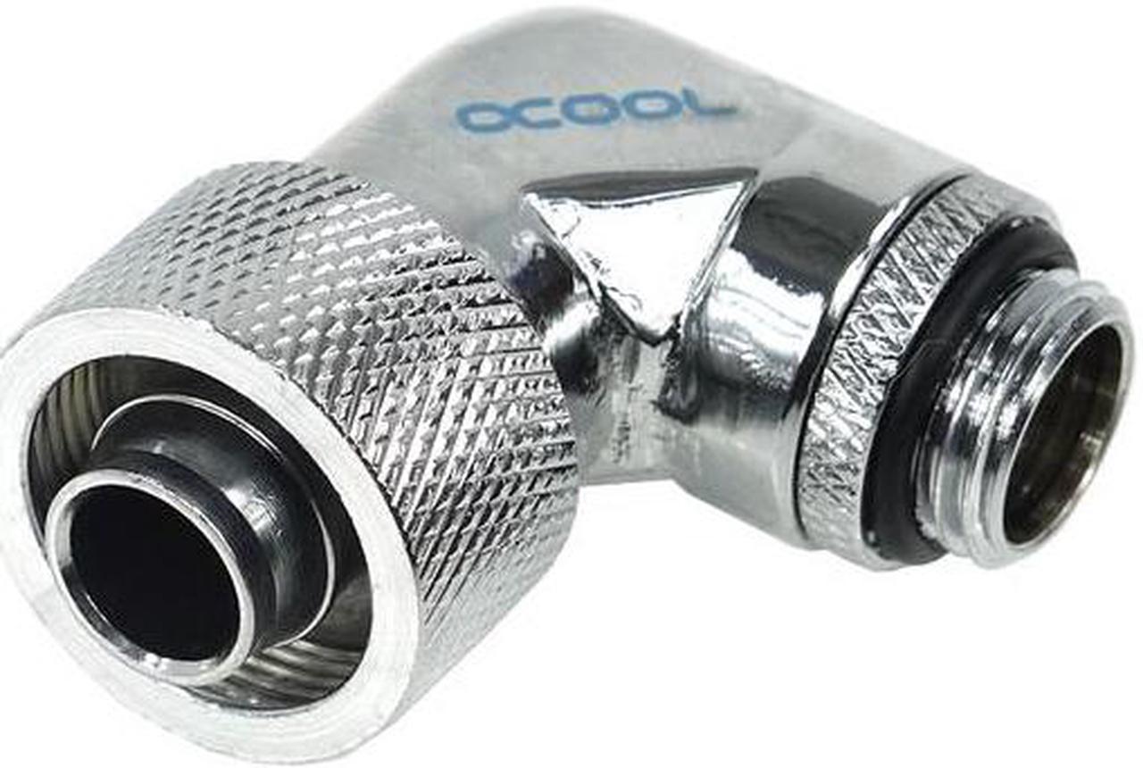 Alphacool G1/4  3/8"ID x 5/8"OD 90Â° Revolvable Compression Fitting - Chrome (17080)