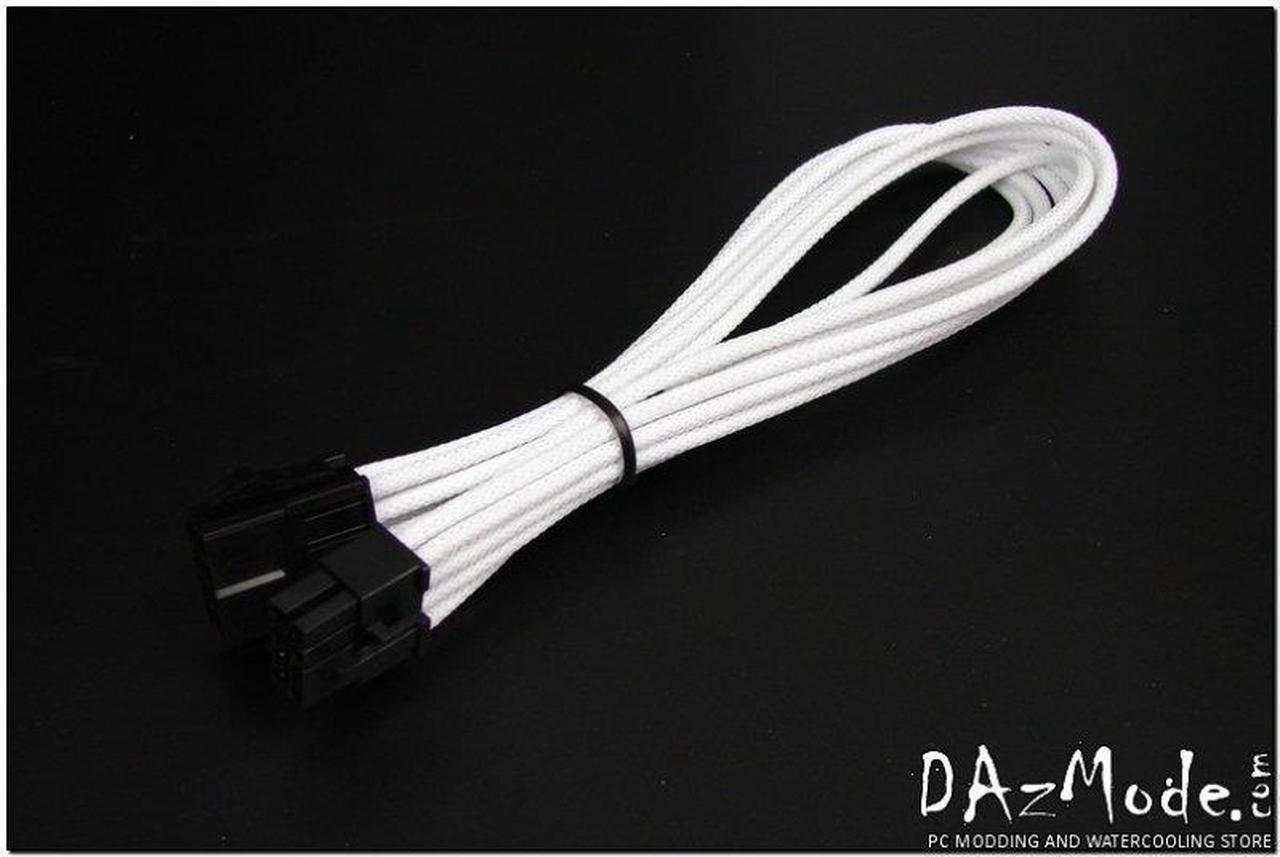 Darkside 8-Pin PCI-E 12" (30cm) HSL Single Braid Extension Cable - White (DS-0676)