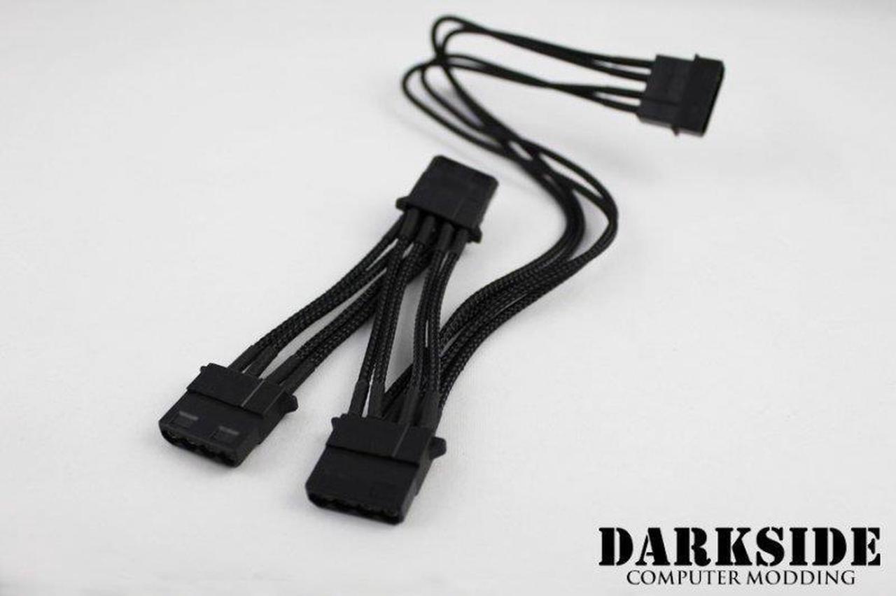 Darkside 3-Way 4-Pin MOLEX Power Y-Cable Splitter - Jet Black (DS-0142)