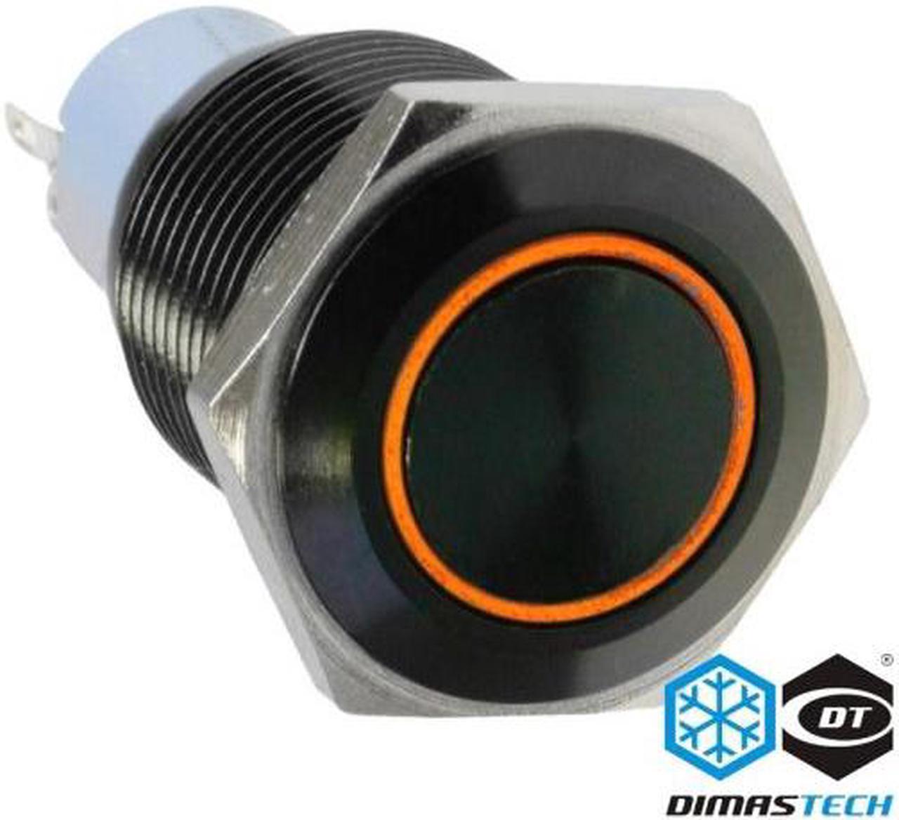 DimasTech® 19mm Vandal Resistant "Latching" Bulgin Switch - Black Housing - Orange LED (PD041)