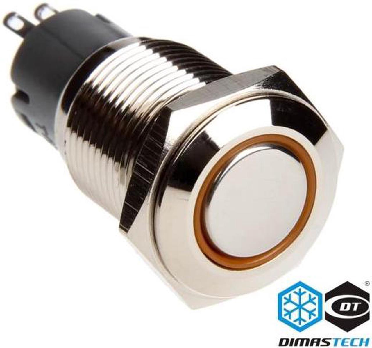 DimasTech® 16mm Vandal Resistant "Latching" Bulgin Switch - Silver Housing - Orange LED (PD009)