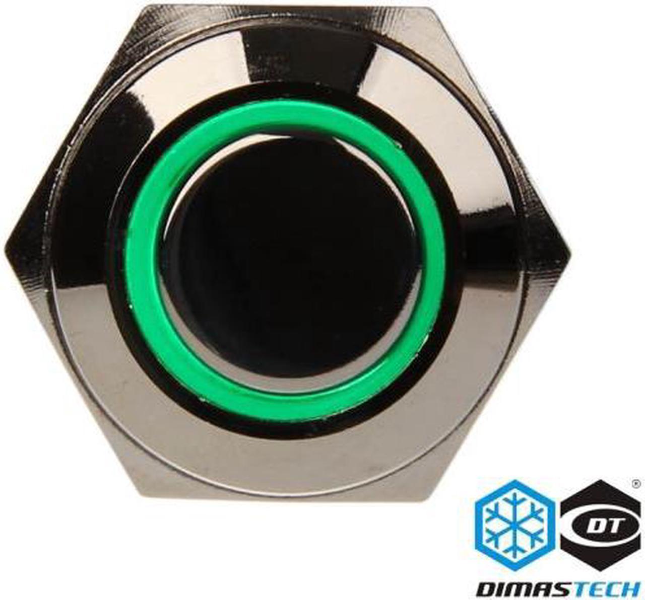 DimasTech® 16mm Vandal Resistant "Latching" Bulgin Switch - Silver Housing - Green LED (PD006)