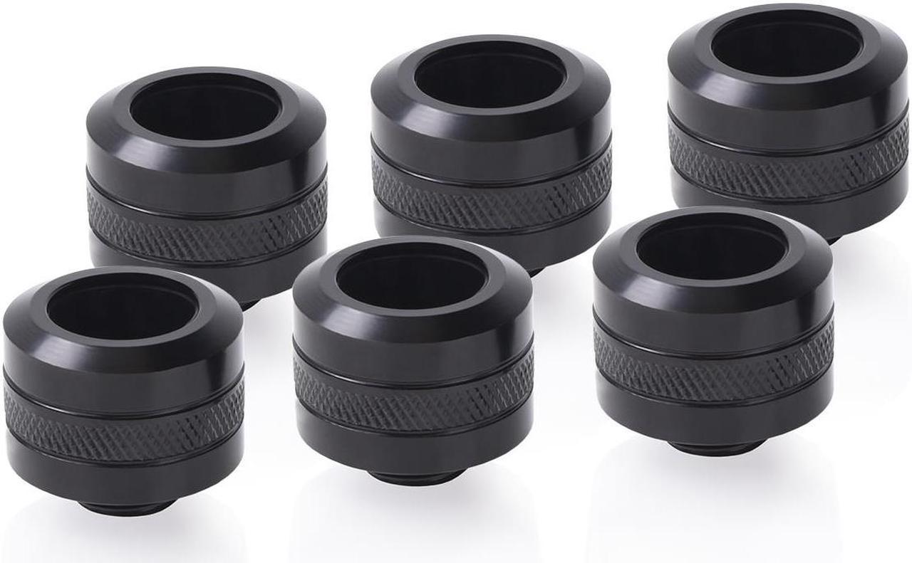 Alphacool Eiszapfen PRO HardTube fitting G1/4, 16mm OD, Deep Black, 6-pack