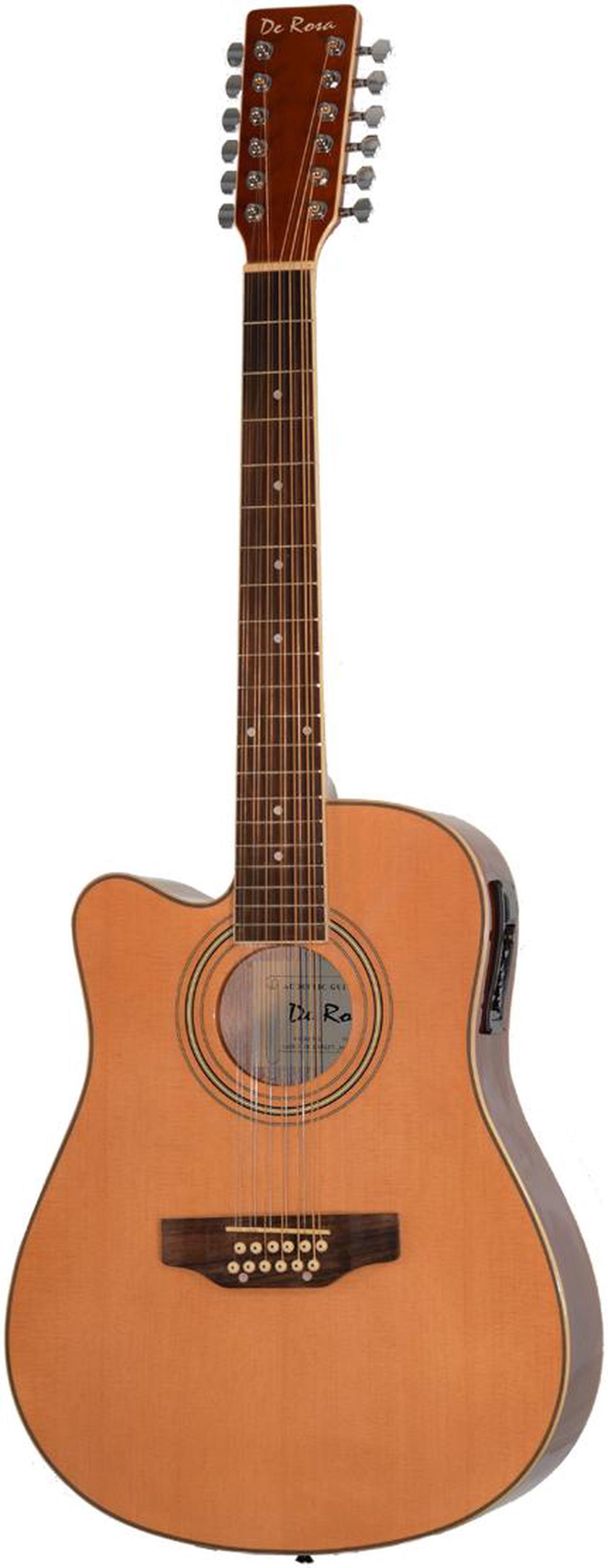 Main image of Left Handed Premium Acoustic Electric 12 String Cutaway dreadnought body Guitar with Gig Bag.