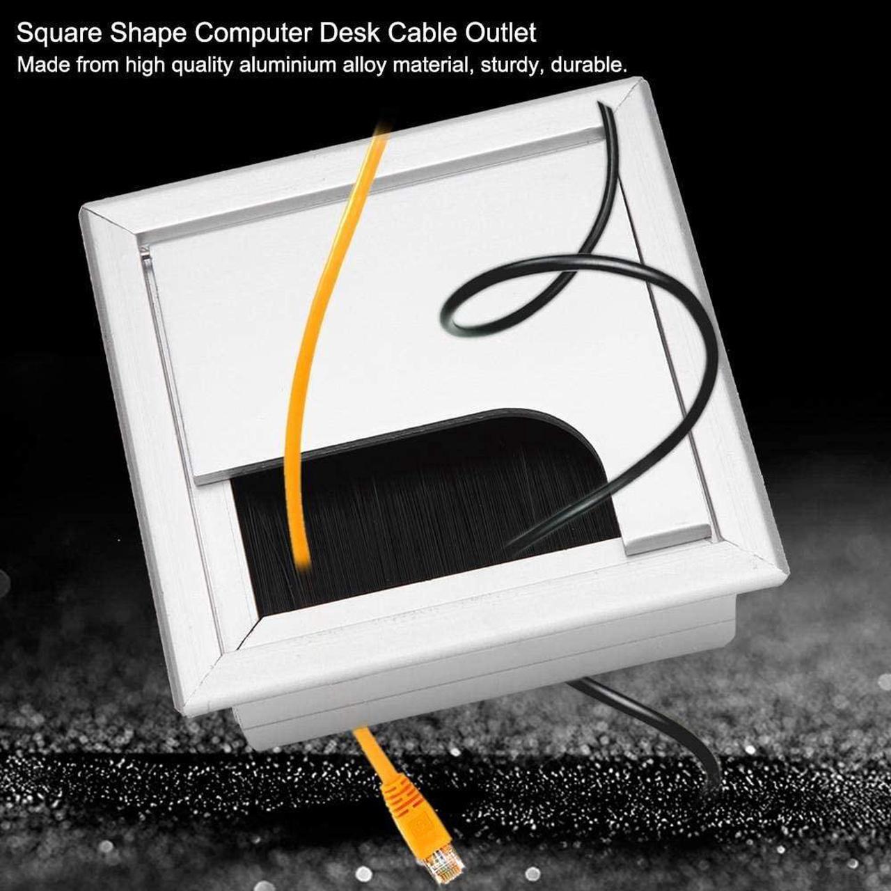 Alt view image 5 of 7 - Garosa Aluminium Cable Hole Cover Desk Computer Wire Cable Tidy Outlet Square Cable Outlet Insert Hair Brush with 4mm Thick for Management of Office & Computer Desk Wires (Small)