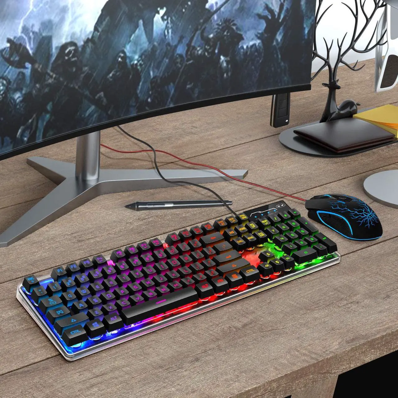 Alt view image 7 of 7 - Gaming Keyboard and Mouse Combo, K1 RGB LED Backlit Keyboard with 104 Key Computer PC Gaming Keyboard for PC/Laptop (Black)