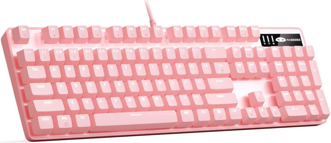 Pink Gaming Keyboard USB Wired Keyboard,MageGee New Mechanical Storm Adjustable Backlight Keyboard Splash-Proof Ideal for PC/Laptop/MAC Game(Pink)