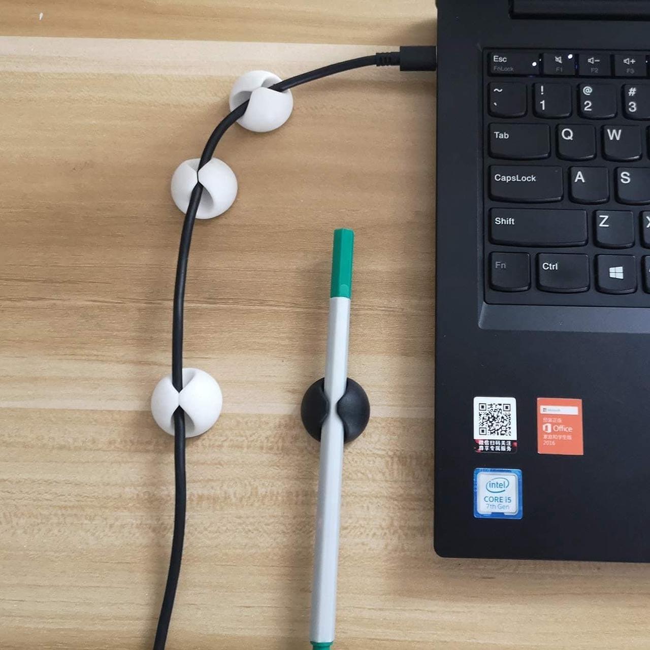Alt view image 3 of 7 - Cable Clips Organizer Holder Desk(3 Black+3 White),Wire Clips Desktop,Cable Holder Desktop,Wire Holder for Table,Car,Computer,Charging Cable,USB Cable,Mouse,Headphone,Office,Cubicle,ect.(6 Pack)