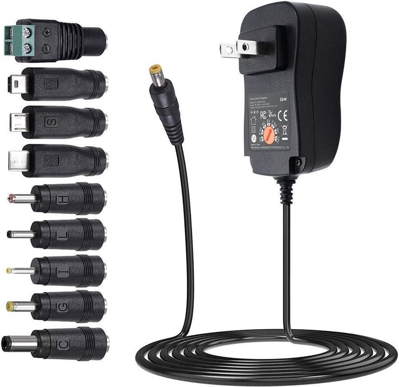 Main image of POWSEED Universal AC Adapter 3V 4.5V 5V 6V 7.5V 9V 12V Power Supply Charger W/8 Adapter Plugs for Home Appliance, 3Amp Max