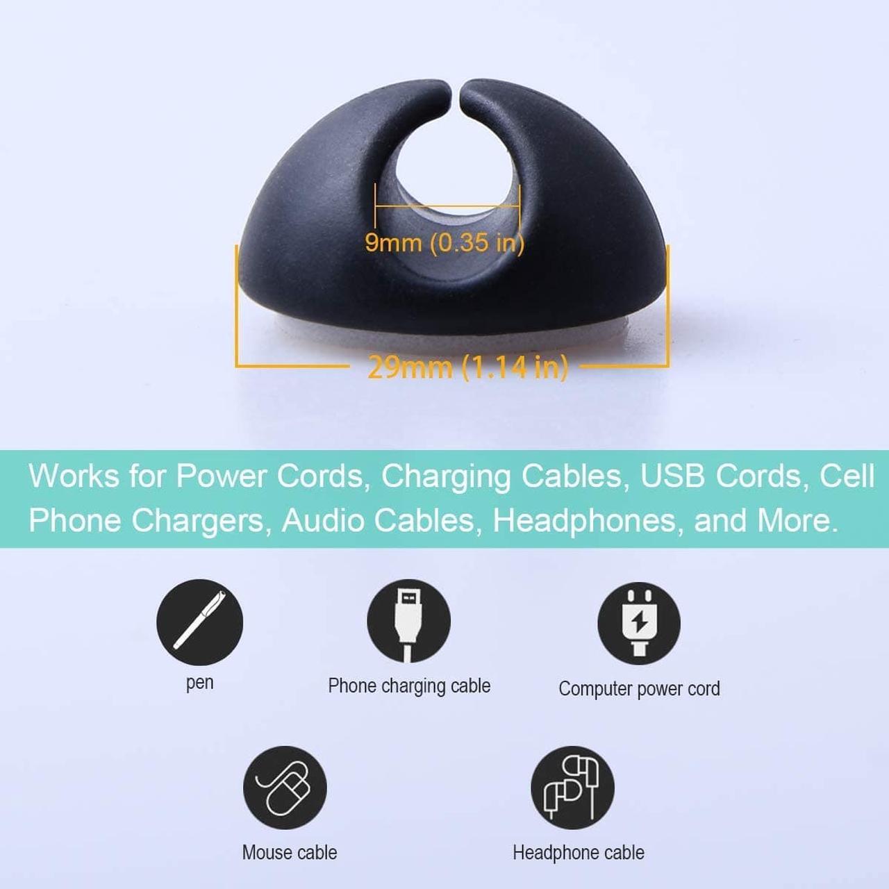 Alt view image 6 of 7 - Cable Clips Organizer Holder Desk(3 Black+3 White),Wire Clips Desktop,Cable Holder Desktop,Wire Holder for Table,Car,Computer,Charging Cable,USB Cable,Mouse,Headphone,Office,Cubicle,ect.(6 Pack)
