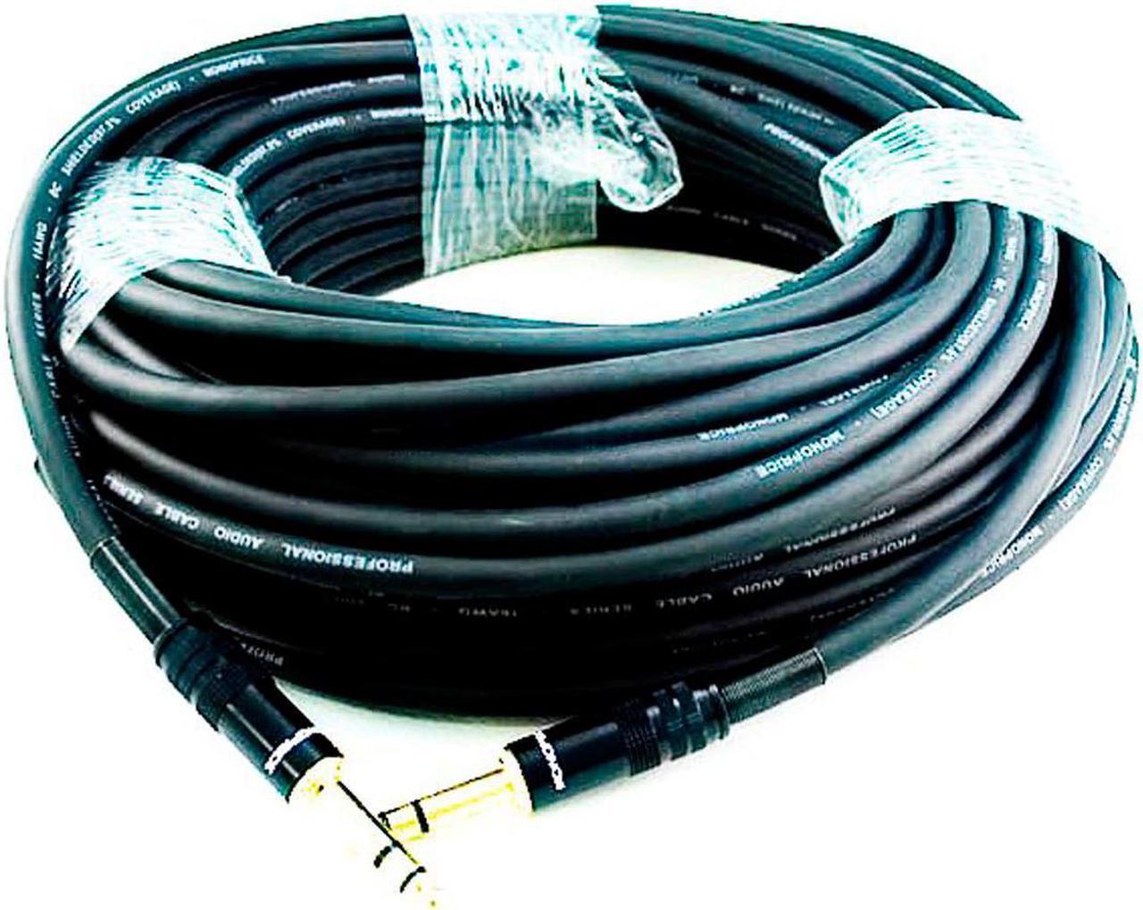 Monoprice Premier Series 1/4 Inch (TRS) Male to Male Cable Cord - 35 Feet- Black 16AWG (Gold Plated)