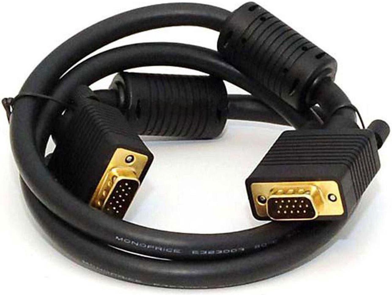 Monoprice SVGA Super VGA M/M Monitor Cable - 3 Feet With ferrites | Gold Plated