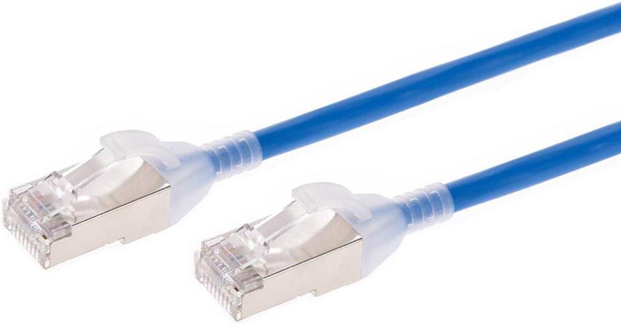 Monoprice Cat6A Ethernet Patch Cable - 2 Feet - Blue | Snagless, Double Shielded, Component Level, CM, 30AWG - SlimRun Series