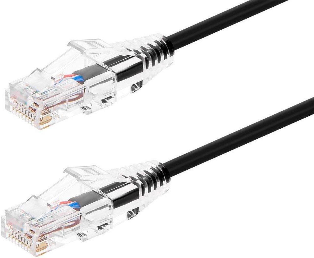 Monoprice Cat6 Ethernet Patch Cable - 1 Feet - Black | Network Internet Cord - Snagless RJ45 Stranded 550MHz UTP CMR Riser Rated Pure Bare Copper Wire 28AWG - SlimRun Series