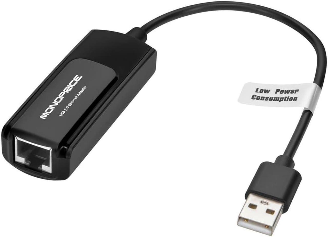 Monoprice Low Power USB 2.0 Fast Ethernet Adapter For PC, Mac Desktop Or Laptop Computer, Supports Full & Half-Duplex Operations