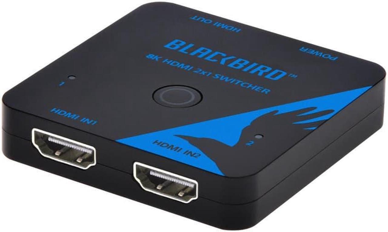 Monoprice Blackbird 8K60 2x1 HDMI Switch, HDMI 2.1, HDCP 2.3, Share One 8K60 HDMI Input Between Two Sources Compatible with HDTV, Xbox, PS5, PS4, PS3, Blu-Ray Player, Fire Stick, Roku