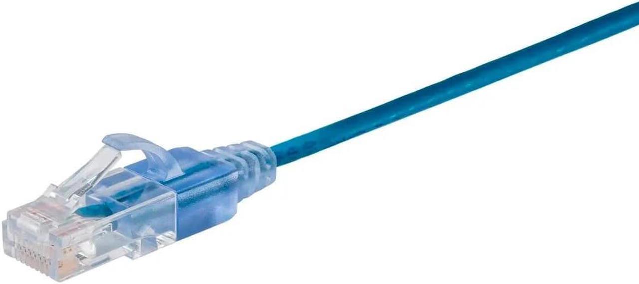 Monoprice Cat6A Patch Ethernet Cable - 14 Feet - Blue | UTP, 30AWG, 10G, Pure Bare Copper, Snagless RJ45, For Computer Networking Cable, LAN, Modem, Router - SlimRun Series