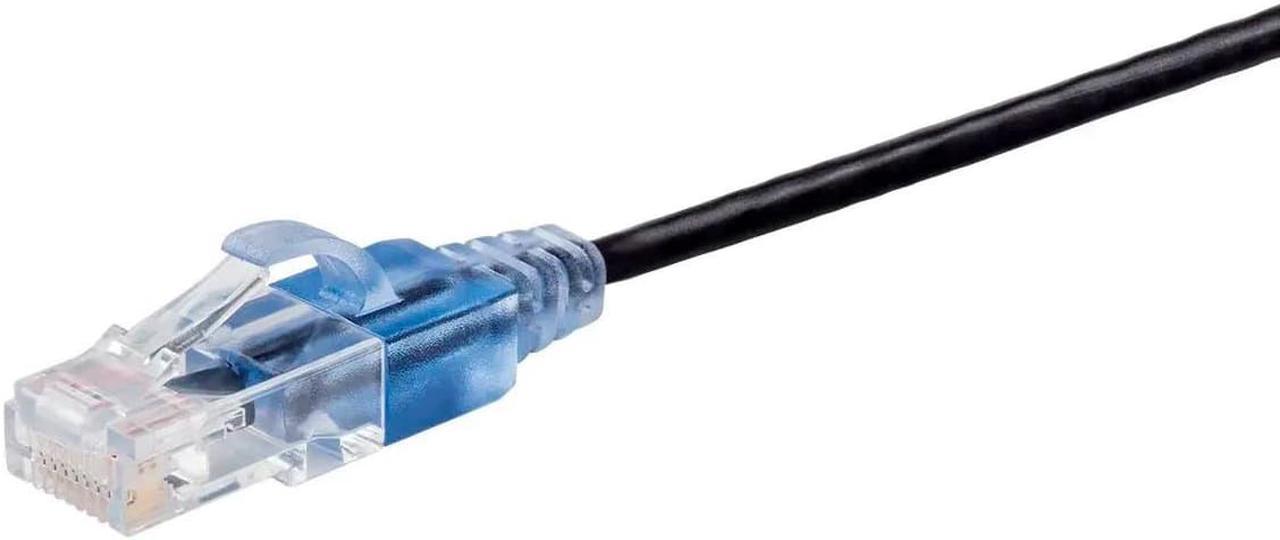 Monoprice Cat6A Patch Ethernet Cable - 14 Feet - Black | UTP, 30AWG, 10G, Pure Bare Copper, Snagless RJ45, For Computer Networking Cable, LAN, Modem, Router - SlimRun Series