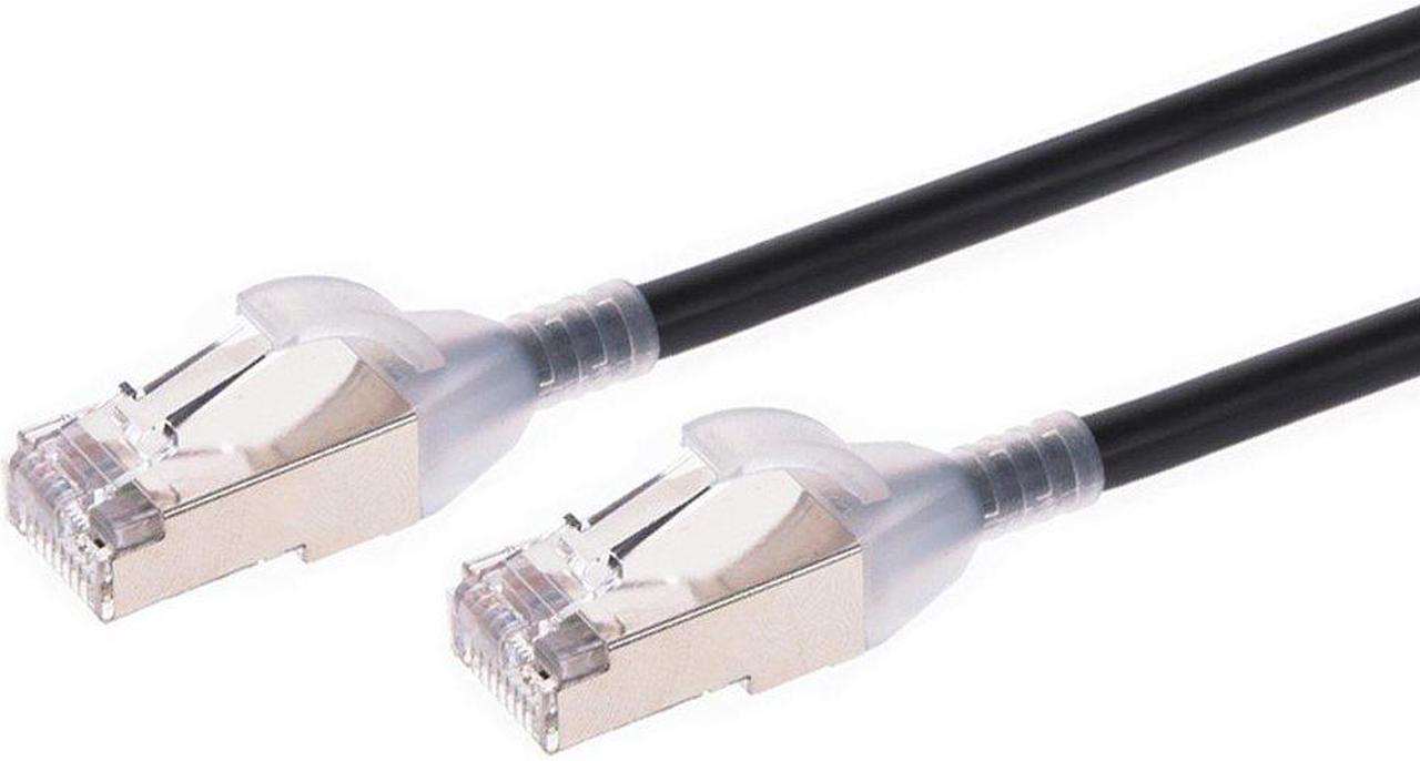 Monoprice Cat6A Ethernet Patch Cable - 25 Feet - Black | Snagless, Double Shielded, Component Level, CM, 30AWG, Computer Networking Cable LAN Modem Router - SlimRun Series