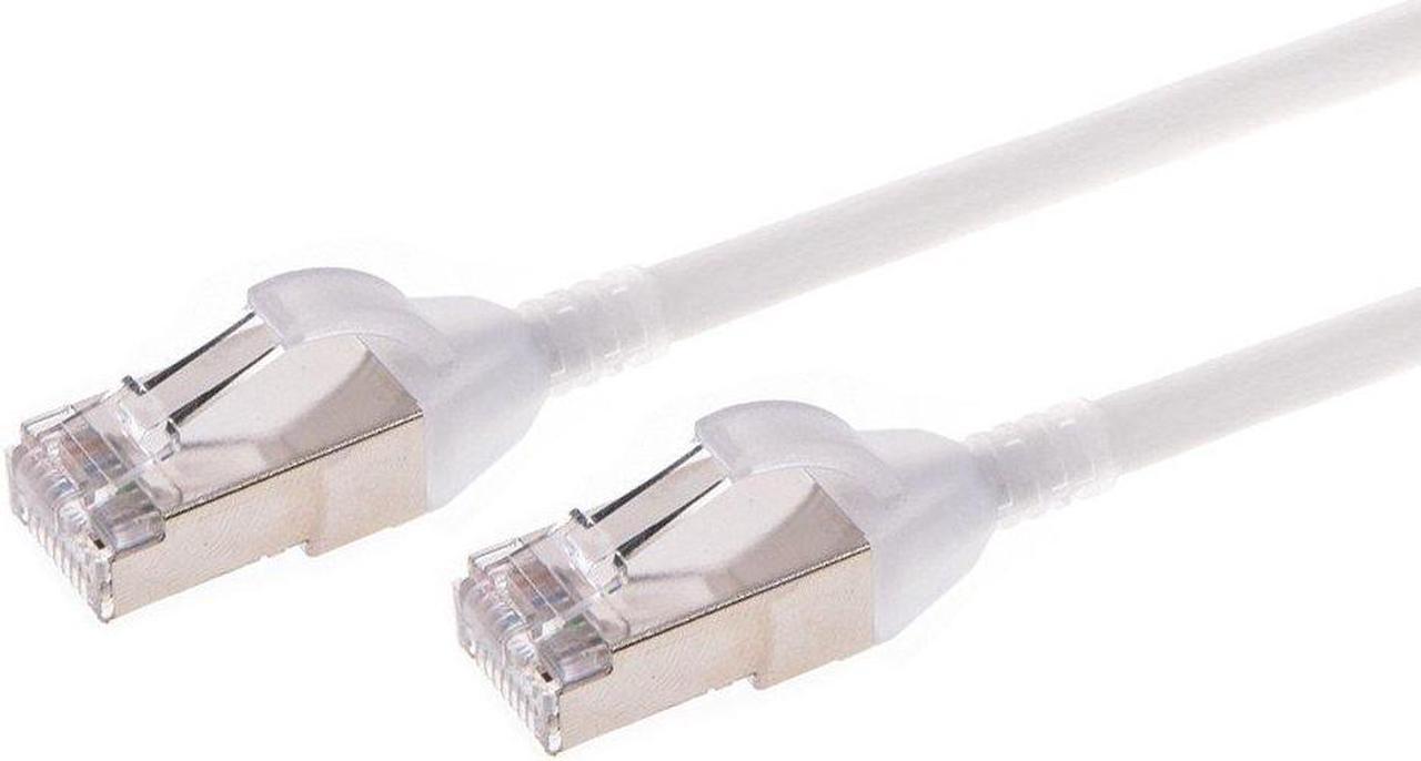 Monoprice Cat6A Ethernet Patch Cable - 25 Feet - White | Snagless, Double Shielded, Component Level, CM, 30AWG, Computer Networking Cable LAN Modem Router - SlimRun Series