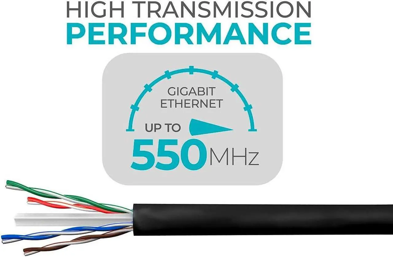 Alt view image 2 of 6 - Monoprice Cat6 1000ft Black CMR UL Bulk Cable, Solid, UTP, 23AWG, 550MHz, Pure Bare Copper, Reelex II Pull Box, No Logo,