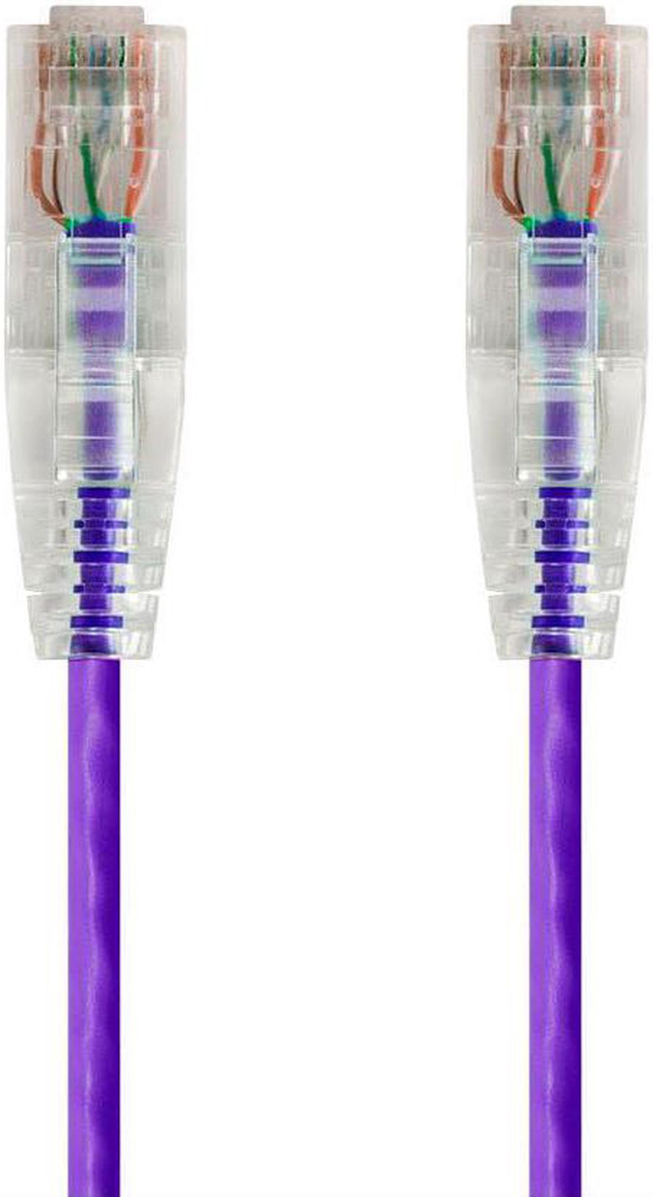 Monoprice Cat6 Ethernet Patch Cable - 0.5ft - Purple, Snagless RJ45 Stranded 550MHz UTP CMR Riser Rated Pure Bare Copper Wire 28AWG - SlimRun Series