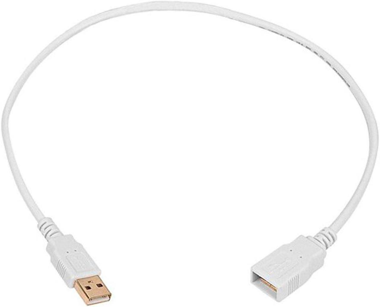 Monoprice USB 2.0 Extension Cable - 1.5 Feet - White | USB Type-A to USB Type-A Female, 28/24AWG, Gold Plated