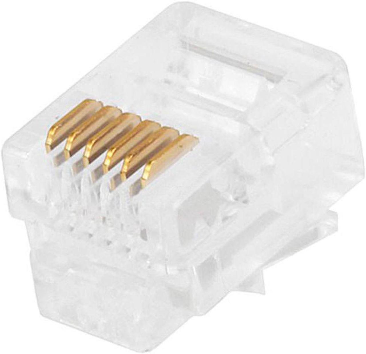 Monoprice 50-pcs RJ12 6P6C Plug for Flat Stranded Cable